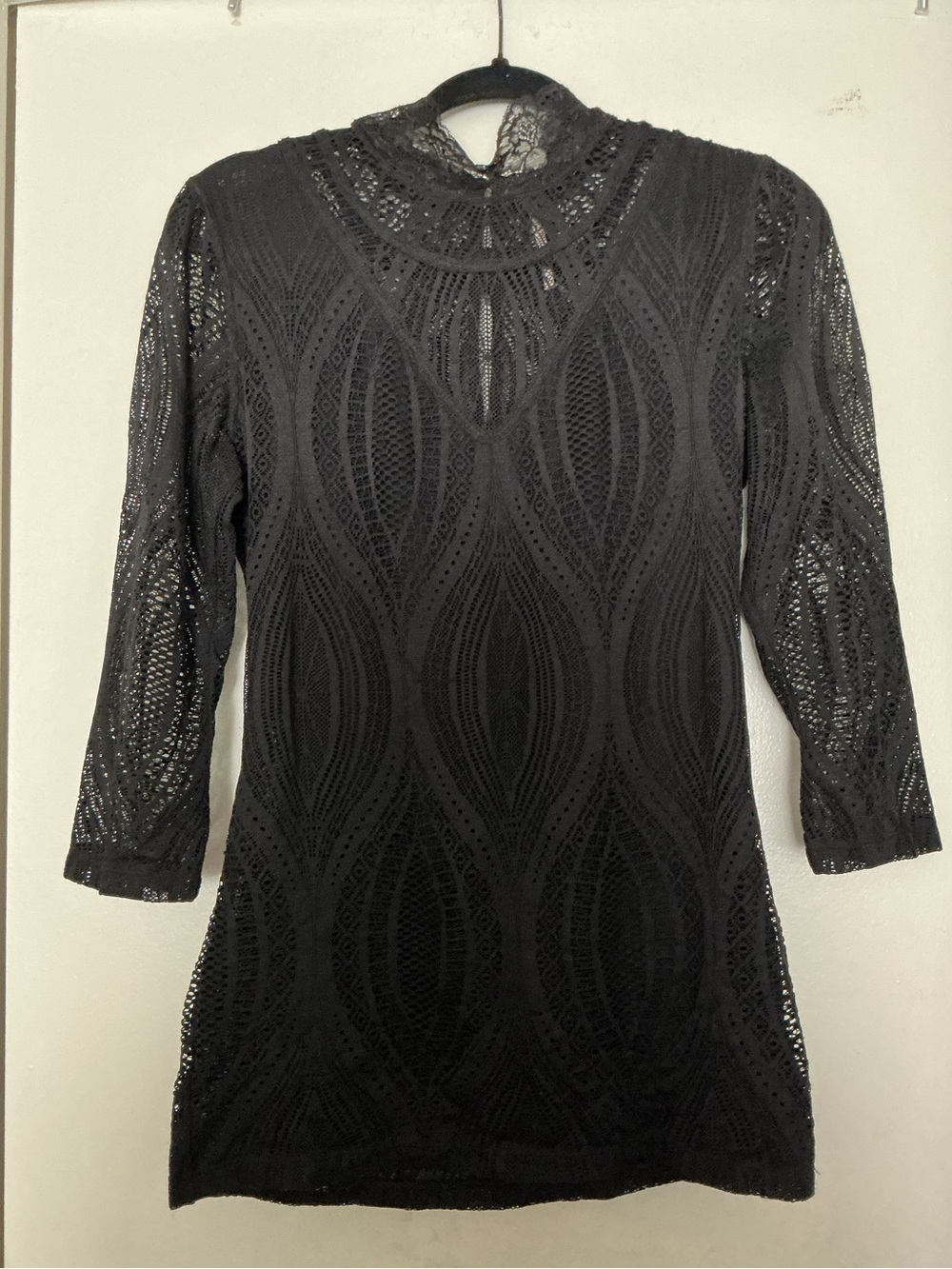 Free People Black Lace Long Sleeve Top